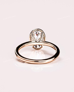 แหวนทองโมอิสซาไนต์ทรงรี 14K 18K แหวนหมั้นสำหรับผู้หญิง แหวนทรงรีแบบฝังขอบ แหวนแต่งงานเรียบง่าย - Product Image 2