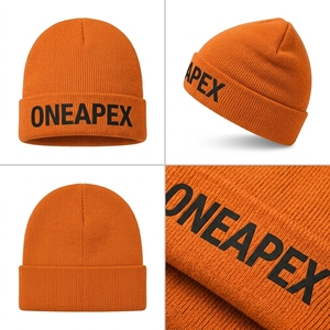 Gorro de Punto Naranja para Hombre, Gorro de Invierno con Puño, Unisex, Estilo Urbano, Gorro con Diseño de Calavera, Logotipo Personalizado, Accesorio de Moda al por Mayor - Product Image 4