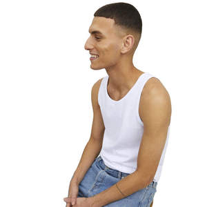 Camiseta sin mangas de algodón blanca para hombre, de alta calidad, personalizada, informal, de verano, ajustada, transpirable, de color sólido. - Product Image 5