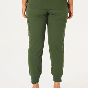 Ensemble de blouses médicales vertes pour femmes, en coton et polyester, haut tricoté à col en V avec pantalon à cordon de serrage, uniformes d'hôpital - Product Image 3