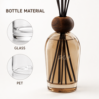 Diffuseur de parfum décoratif en verre ambré 100 ml avec bouchon en bois, étiquette personnalisée