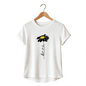 Camiseta de Cuello Redondo Rosa para Mujer, Elegante, Ajustada, de Manga Corta, Tejida en Algodón, con Bordado, Ecológica, para Primavera/Verano - Product Image 6