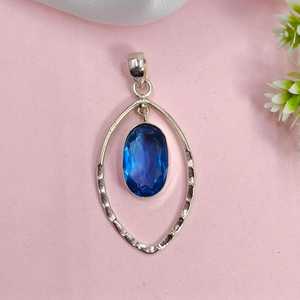 Pendentif Charme Élégant en Argent Sterling Plaqué Or Vintage Fait Main avec Tanzanite de 2 Pouces, Bijou en Pierre Précieuse, Cadeau de Fiançailles pour Elle - Product Image 2