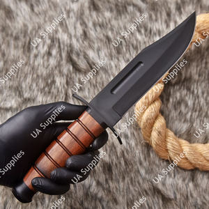 Cuchillo de Caza y Camping Profesional de Acero Inoxidable 440, Afilado como una Navaja, con Hoja Fija y Mango de Cuero con Recubrimiento de Óxido, DIY OEM - Product Image 3