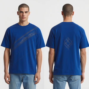 T-shirt de luxe pour homme, coupe oversize à épaules tombantes, avec broderie Royal Elevation et construction en coton lourd de qualité supérieure - Product Image 2