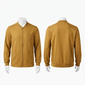 Chaqueta Médico para Hombre, 180 GSM, Tela Elástica de Poliéster y Spandex, Color Mostaza, Logotipo Personalizado Bordado/Estampado, Marca Privada - Product Image 1