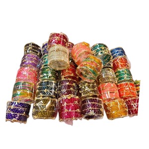 Bracelets en verre kashmiri colorés à bas prix, bijoux traditionnels indiens et pakistanais faits à la main pour femmes, ensembles de bijoux de mariage et de fête. - Product Image 1