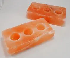 Bougeoirs à trois trous en sel de l'Himalaya pour bougies chauffe-plat - Product Image 2
