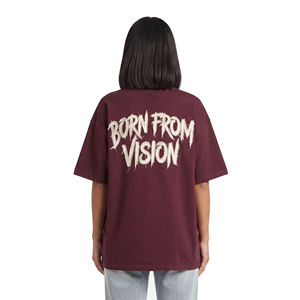 เสื้อยืดคอกลมโอเวอร์ไซส์สำหรับผู้หญิง ลายปัก Born From Vision ผ้าฝ้าย 100% ทรงหลวม แขนปกติ - Product Image 5