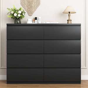 Commode de chambre moderne en bois à 8 tiroirs, armoire haute avec 8 tiroirs de rangement - Product Image 5