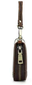 Cartera de Mano con Cierre de Cremallera y Correa para la Muñeca, de Cuero Marrón, Modelo A10, de Fazmax Corporation - Product Image 5