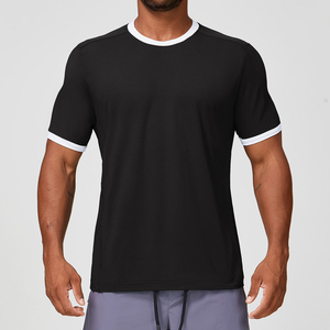 Mens Athletic Performance <b>Ringer</b> <b>T</b> <b>Shirt</b> Moisture Wicking Gym Training Tee Lightweight Sports Fitness Top Black - Product Image 1