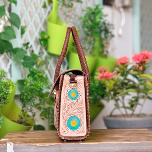 Sac fourre-tout bohème en cuir véritable antivol, couleur unie, style vintage, fermeture à fermoir, pour femme, idéal pour la plage ou le quotidien, inspiré du Rajasthan - Product Image 3