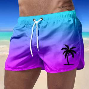 Short de bain imprimé pour homme OEM, taille haute élastique, léger, en Spandex et Polyester, séchage rapide, protection UV, pour l'été et la plage - Product Image 3