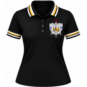 เสื้อโปโล Sigma Gamma Rho สีดำ เสื้อคอปกแขนสั้นสำหรับผู้หญิง ลายตัวอักษรกรีก เสื้อยืดแฟชั่นสำหรับชมรมนักศึกษา เสื้อผ้าลำลองสำหรับเล่นกีฬากอล์ฟ - Product Image 1