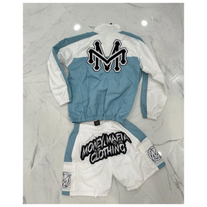 Custom Clothing Manufacturers Tracksuits Summer Nylon Windbreaker <b>Jacket</b> <b>Short</b> Set Zip up Long Sleeve Polo Shirt and <b>Shorts</b> Set - Product Image 2