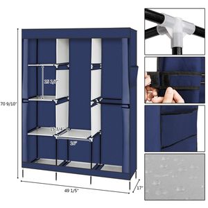 Armadio Portatile Navy RT da 71 Pollici con Appendiabiti e Scaffale per Organizzazione e Conservazione Vestiti - Product Image 6