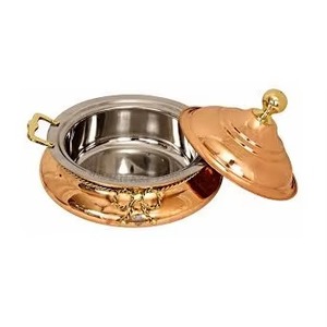 Casserole en cuivre avec revêtement en acier inoxydable, couvercle, ronde, 24 cm, réchauffe-aliments isolé, design classique - Product Image 3