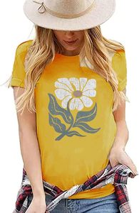 T-shirt imprimé graphique tendance pour femmes, tee-shirt en coton décontracté, toucher doux et confortable, tenue élégante pour tous les jours, tenue d'été pour femmes - Product Image 2
