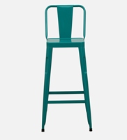 Tabouret de bar contemporain Becky en similicuir PU et métal, couleur turquoise, style industriel moderne, pour comptoir de cuisine, finition poudrée