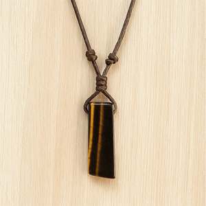 Tigers Eye Natural Crystal Pendant with Adjustable Rope Chain for Men and Boys - Product Image 2