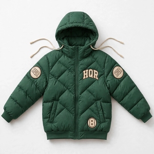 Veste matelassée verte à capuche, respirante, doublée polaire, fermeture éclair, coupe-vent, pour l'hiver, unisexe, décontractée, en polyester, haute qualité - Product Image 1