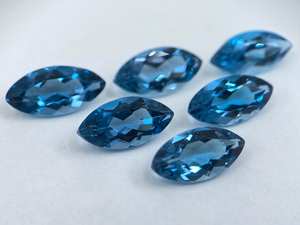 Topaze bleue de Londres facettée, forme marquise, pierres précieuses en vrac, 4x2mm, 5x2.5mm, 6x3mm, calibrées, lot pour la fabrication de bijoux - Product Image 5