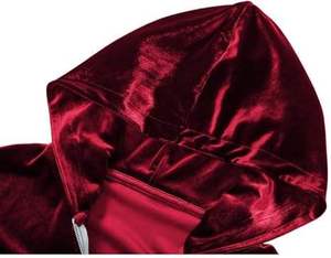 Plain Blank Velvet Hooded in Maroon Color Zip up <b>Velour</b> Hoodie Drop Shoulder Plus Size Breathable OEM Service Wholesale Buy OEM - Product Image 3