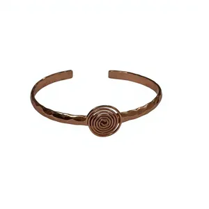 Handcrafted Pure Copper Surface Engraved Tri Tone Twisted Braid Motif Cuff Bracelet Heavy Duty Solid Copper - Product Image 4