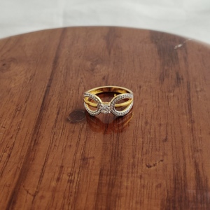 18K Rose Gold Diamond Bow Infinity <b>Ring</b> for Women Elegant <b>Split</b> Band Pave Setting Fine Jewelry Wedding Party Gift High Polish - Product Image 3