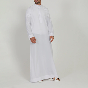 Vêtements islamiques haut de gamme, vente en gros sur mesure, polyester respirant léger de haute qualité, vêtements décontractés d'été, taille adulte, thobes pour hommes - Product Image 6