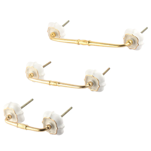 Poignées de porte et de tiroir en céramique crème faites à la main, quincaillerie solide pour armoires de cuisine et commodes, style vintage - Product Image 3