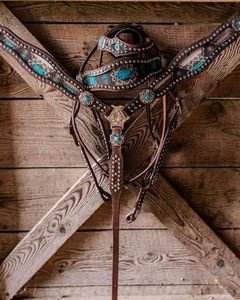 Produit phare : Têtière équestre western en cuir de vache argentin 100% authentique, équipement d'équitation léger, fabricant grossiste - Product Image 1