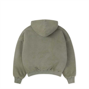 Sudadera con capucha unisex verde oliva, estilo oversized, con bolsillo canguro, informal. - Product Image 3