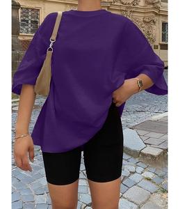 Nueva Colección de Camisetas de Mujer 100% Algodón, Manga Corta, Cuello Redondo, Hombros Caídos, Estilo Holgado, Casual, Transpirable, Bangladesh - Product Image 5