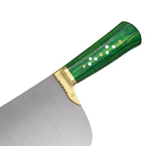 DR ™   Couteau à viande robuste en acier inoxydable argenté, lame large, manche vert, bolster doré, outil de boucher et de cuisine - Product Image 6