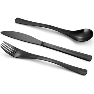 Ensemble de couverts classiques 3 pièces (cuillère, fourchette, couteau) noirs pour restaurants, hôtels, accessoires de table, ensembles de couverts - Product Image 1