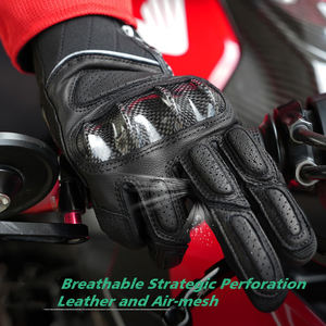 ถุงมือขี่มอเตอร์ไซค์หนังสำหรับผู้ชาย กันลื่น น้ำหนักเบา คุณภาพสูง ทนทาน จับกระชับมือ สวมใส่สบาย - Product Image 2
