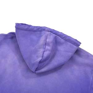 Sweat à capuche personnalisé pour homme en coton tricoté épais, effet vieilli, avec logo frontal, délavé à l'acide, effet soleil éclairé, grande taille, pour l'hiver - Product Image 4
