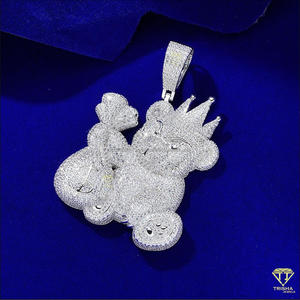 จี้รูปหมีการ์ตูนดีไซน์เนอร์ สไตล์ฮิปฮอปสุดหรู พร้อมรายละเอียดมงกุฎ - Product Image 4