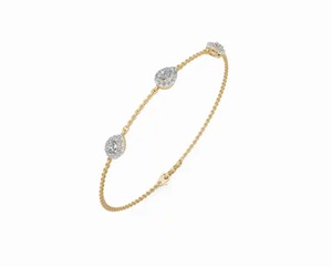 Pulsera de Cadena con Diamantes Cultivados en Laboratorio, Diseño Halo Pera Besada por el Rocío, Oro Amarillo, Rosa y Blanco de 9kt, 14kt, 18kt, 1.528 Quilates, 39 Diamantes, Joyería Fina - Product Image 3
