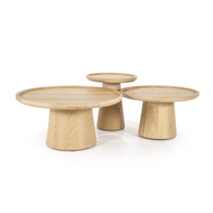 Modern Minimalist Midcentury Modern Eco-Friendly Handmade Round MANGO WOOD <b>Nesting</b> <b>Coffee</b> <b>Table</b> <b>Set</b> for Living Room Furniture - Product Image 1