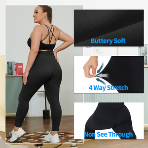 Leggings de yoga taille haute grande taille 1XL-5XL ultra-extensibles, unis, respirants, séchage rapide, longueur intégrale pour femme - Product Image 6