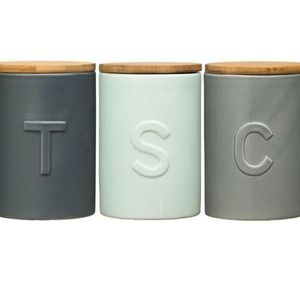 Bocaux à thé, sucre et café avec couvercles en bois hermétiques - Product Image 3
