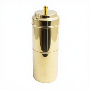 ชุดกรองกาแฟแบบกดพร้อมก้านกด ทำจากทองเหลืองเคลือบเงา ดีไซน์คลาสสิก เป็นมิตรต่อสิ่งแวดล้อม คุณภาพพรีเมียม สไตล์อินเดียใต้ดั้งเดิม เหมาะสำหรับเป็นของขวัญและใช้ในบ้าน - Product Image 1