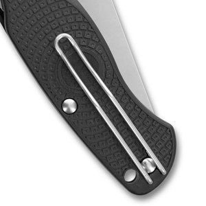 Couteaux pliants robustes noirs avec lame argentée lisse, manche texturé diamant, ouverture circulaire par le pouce et design fin - Product Image 6