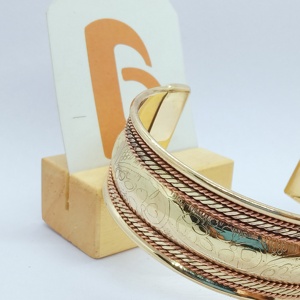 Gold Plated Brass & <b>Copper</b> Alloy Cuff <b>Bracelet</b> & Bangles Classic Design Unisex Fashion Jewelry Daily Wear - Product Image 3
