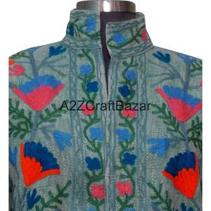 Chaqueta TNT con Bordado a Mano, Diseño Floral, Algodón Ecológico, Estilo Vintage Suzani, Informal, para Fiestas de Invierno/Primavera - Product Image 5
