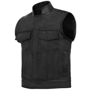 Custom Grade Cowhide Genuine <b>Leather</b> Motorcycle <b>Vest</b> <b>Men</b> Biker Waistcoat Cotton Filling Pocket Plus Size Winter Outer Wear - Product Image 6