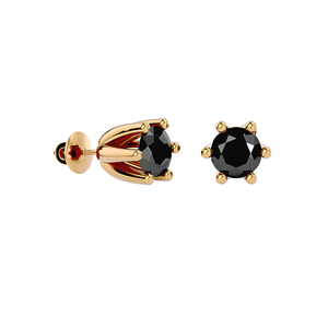 Boucles d'oreilles solitaires de luxe en diamant noir 1,00 TCW, or 14 carats |   Bijoux fins pour femmes, coupe ronde élégante, cadeau pour les occasions spéciales - Product Image 4